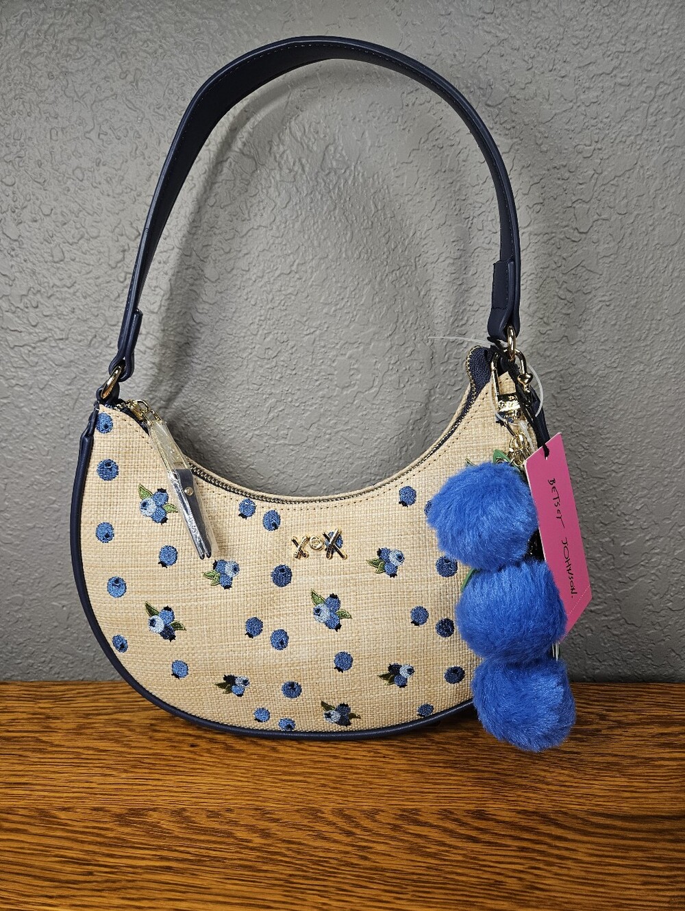 Betsey Johnson Blueberry Shoulder Bag With Bag Charm